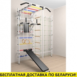 Шведская стенка + турник рукоход + брусья + скамья + детское навесное + канатный лаз (SV Sport 530)