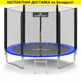 Батут "Ametist" (10 ft) BLUE с внешней сеткой и лестницей. Диаметр - 312 см. Нагрузка - 150 кг.