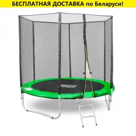 Батут "Happy Jump" (8ft) PRO с внешней сеткой и лестницей. Диаметр - 252 см. Нагрузка - 120 кг.