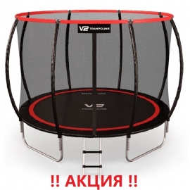 Батут "V2 Trampoline" Redline (10ft) с внешней сеткой и лестницей (4 ноги). Диаметр - 312 см. Нагрузка - 180 кг.