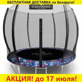 Батут "Calviano" (10ft) MASTER SMILE с внешней сеткой и лестницей. Диаметр - 312 см. Нагрузка - 150 кг.