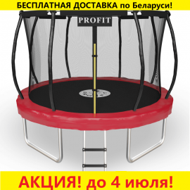 Батут "ProFit Premium Red" (10 ft) с внутренней сеткой и лестницей (4 ноги). Диаметр - 312 см. Нагрузка - 180 кг.