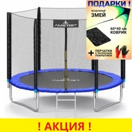 Батут "Ametist" (10 ft) PLUS с внешней сеткой и лестницей. Диаметр - 312 см. Нагрузка - 150 кг.