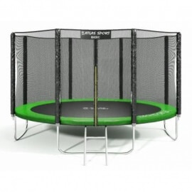 Батут "Atlas Sport" (12ft) GREEN с внешней сеткой и лестницей. Диаметр - 374 см. Нагрузка - 150 кг.