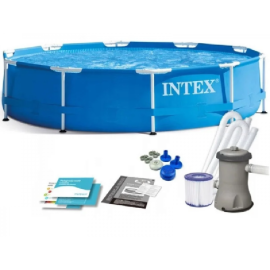 Каркасный бассейн Intex 305×76см с фильтр-насосом 1250 л/ч, тентом и альгитинн, арт. 28202 в наборе