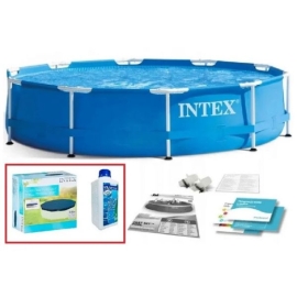 Набор!!! Каркасный бассейн Intex 305×76см, с тентом и альгитинн, арт. 28200 в наборе